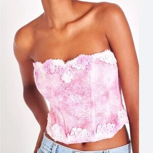 NWT Loveshack Fancy Arno bustier hot pink dye top sizes 4, 8 , 10